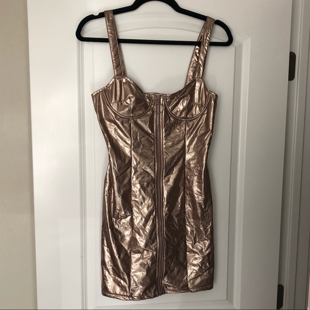 Metallic Gold Sleeveless Mini Dress Small NWT